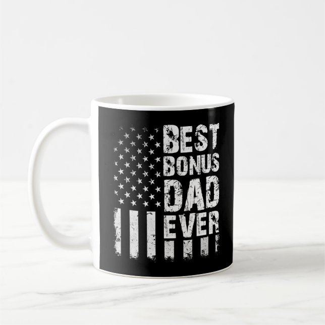 Best Bonus Dad Ever American Flag Coffee Mug (Left)
