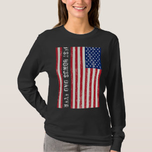 Best Bonus Dad Ever American Usa Flag Vintage Fat T-Shirt