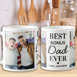 Best BONUS DAD Ever Custom 2 Photo Father's Day Coffee Mug<br><div class="desc">Surprise your bonus dad or step dad this fathers day with a personalised photo coffee mug. "Best Bonus DAD Ever ." Personalise this bonus dad mug with favourite photos, message and name.. Visit our collection for the best dad father's day gifts and personalised dad gifts. COPYRIGHT © 2020 Judy Burrows,...</div>