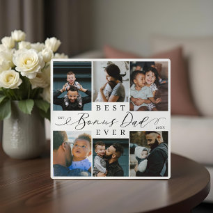 Best Bonus Dad Ever   Father's Day 6 Photo Collage Plaque