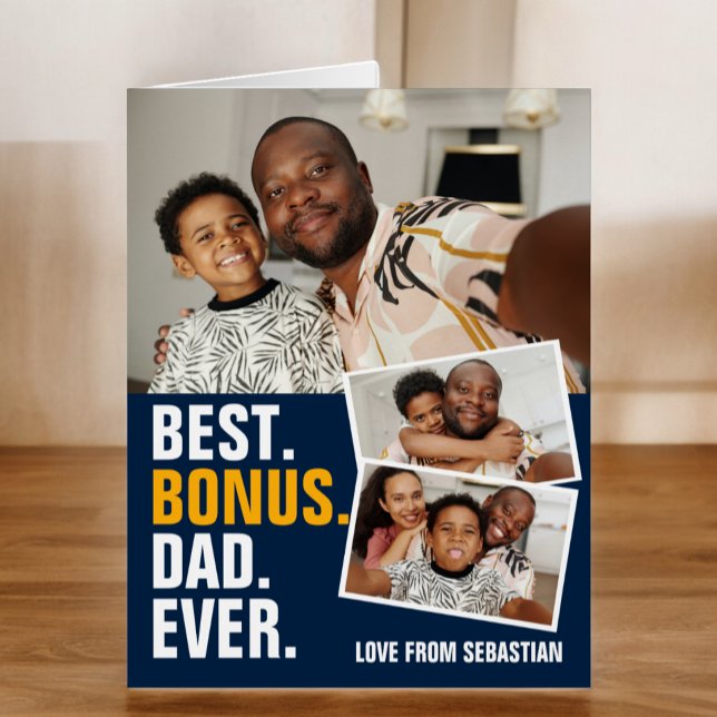 Best Bonus Dad Ever Fathers Day Personalised Card (Best Bonus Dad Ever Fathers Day Personalized Card from Ricaso. Father's Day card for Stepdads)