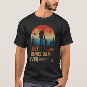 Best Bonus Dad Ever Men Retro Vintage Sunset Decor T-Shirt