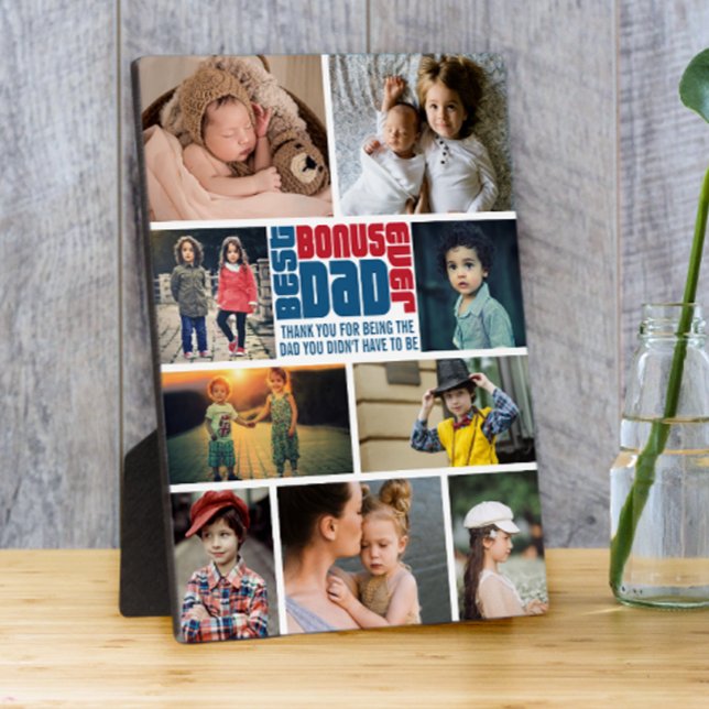 Best Bonus Dad Ever Photo Collage Father's Day  Plaque (Creator Uploaded)