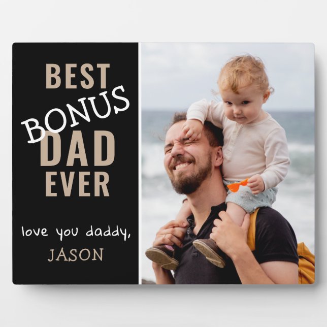 Best Bonus Dad Ever Step Dad Personalised Photo   Plaque (Front)
