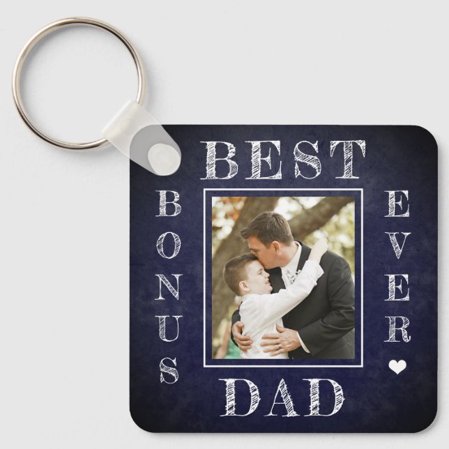 Best bonus dad ever stepdad Father's Day photo Key Ring (Front)