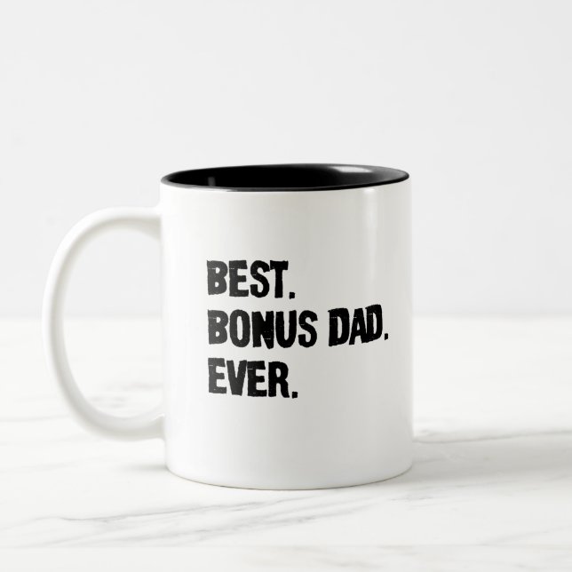 Best Bonus Dad Ever Two-Tone Coffee Mug (Left)