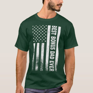 Best Bonus Dad Ever Vintage American Flag Fathers T-Shirt