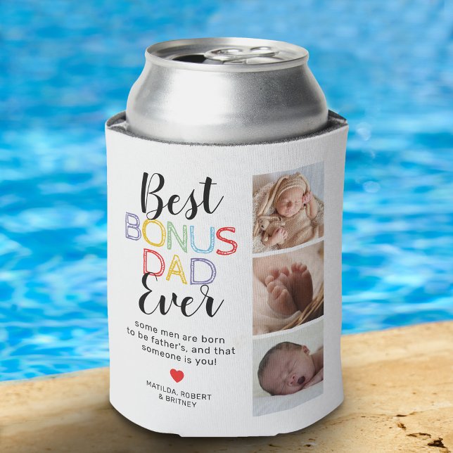 Best Bonus Dad Stepfather 6 Photo Can Cooler (Creator Uploaded)