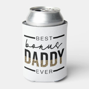 Best Bonus Daddy Ever Leopard Typography  Can Cooler
