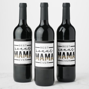 Best Bonus Mama Ever Gifts for Stepmom Wine Label