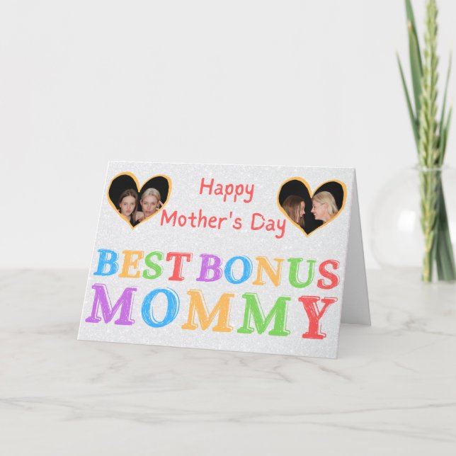 Best Bonus Mummy Custom Photo Mother's Day Card (Front)
