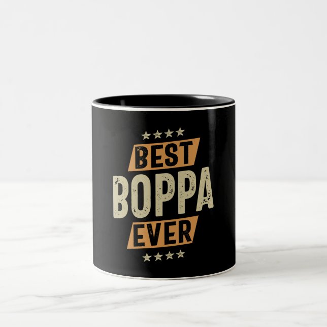 Best Boppa Ever - Dad Grandpa Two-Tone Coffee Mug (Center)