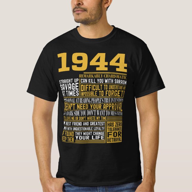 Best Born in 1944 Facts for Mens, Womens, Bday Gif T-Shirt (Front)