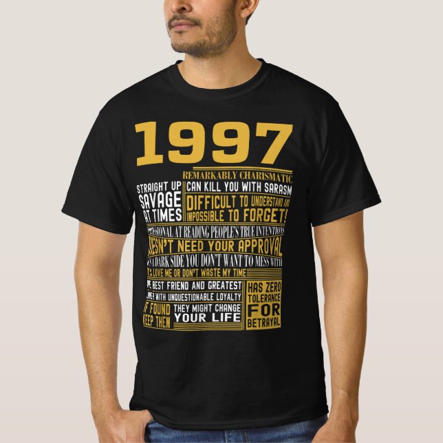 Best Born in 1997 Facts for Mens, Womens, Bday Gif T-Shirt (Front)