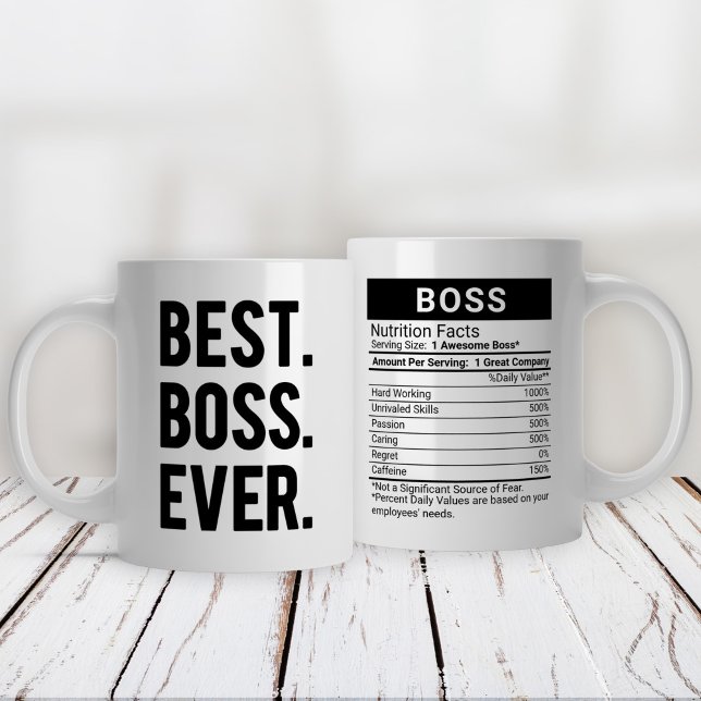 Best Boss Ever Black + Nutrition Facts, Large Coffee Mug (Creator Uploaded)