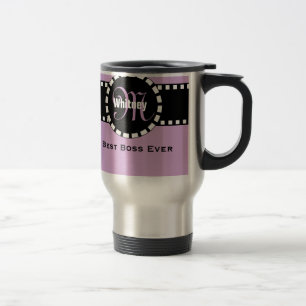 Best BOSS Ever Monogram and Custom Name PURPLE Travel Mug
