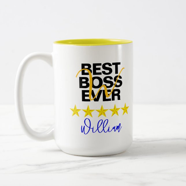 Best Boss Ever (Name Initial) Office Coffee Mug (Left)