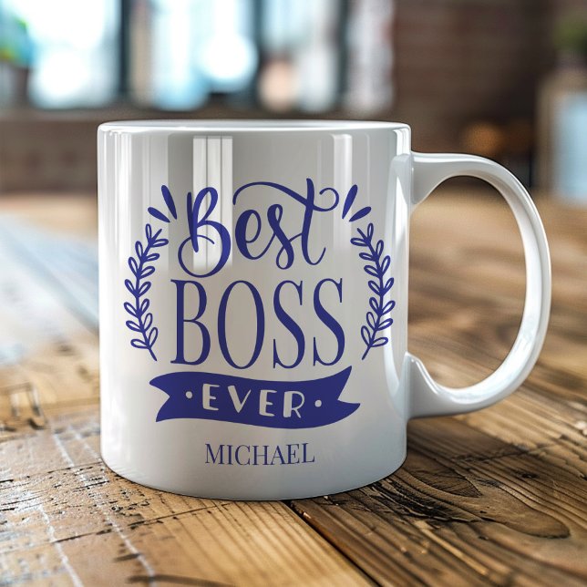 Best Boss Ever Personalised Wreath Coffee Mug (Creator Uploaded)