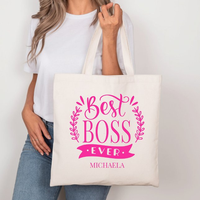 Best Boss Ever Personalised Wreath Tote Bag (Creator Uploaded)