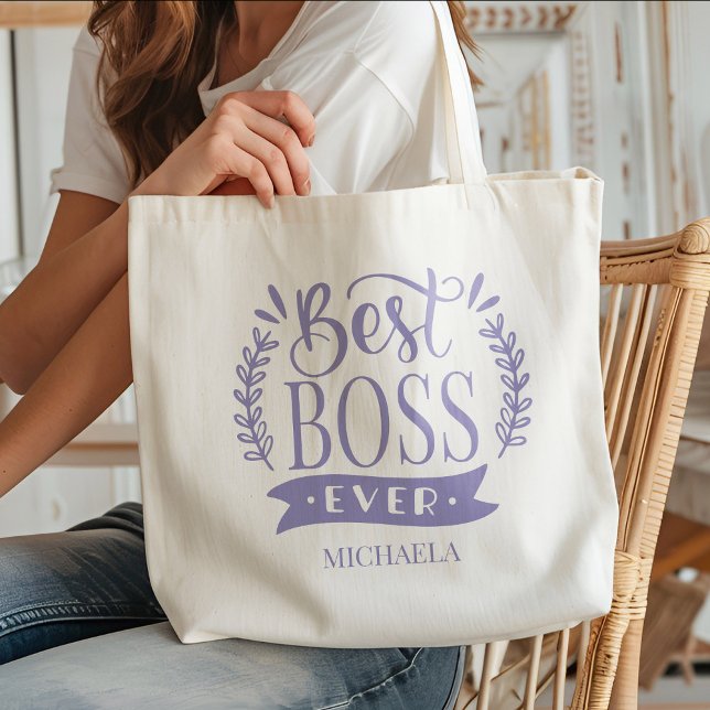 Best Boss Ever Personalised Wreath Tote Bag (Creator Uploaded)