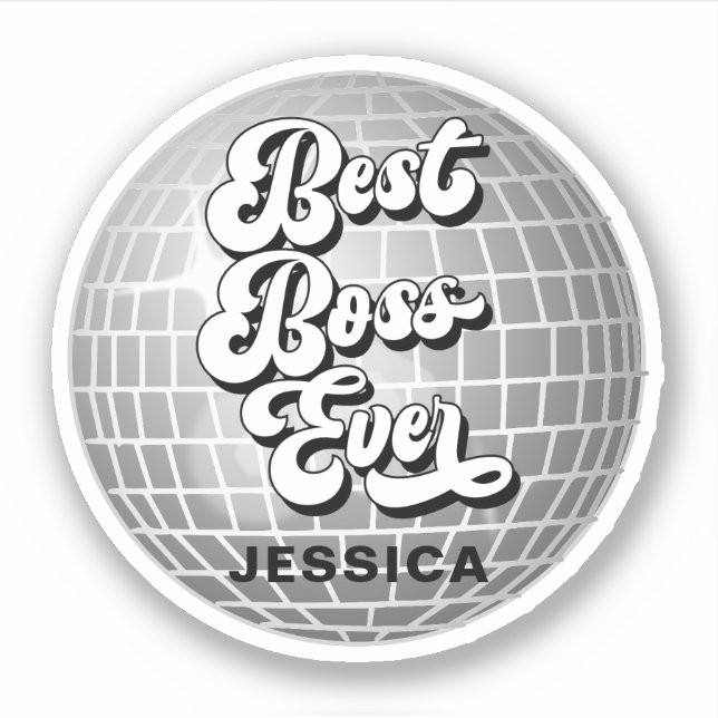 Best Boss Ever | Silver Disco Ball Retro | Custom  (Front)