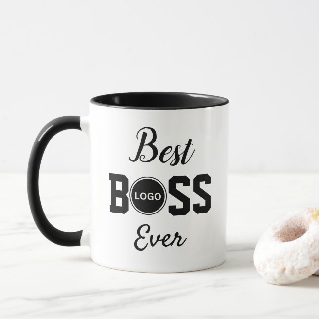 Best Boss Ever with Round Business Logo Mug (With Donut)