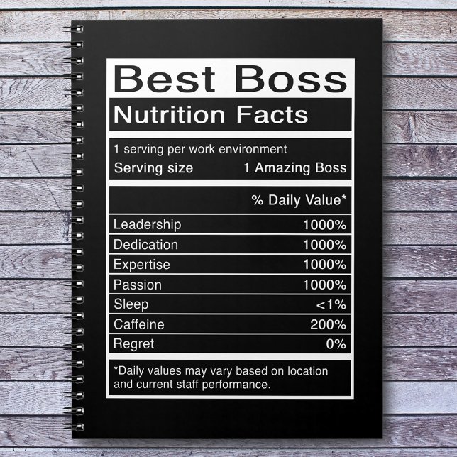 Best Boss Nutrition Facts Funny Saying Notebook (Creator Uploaded)