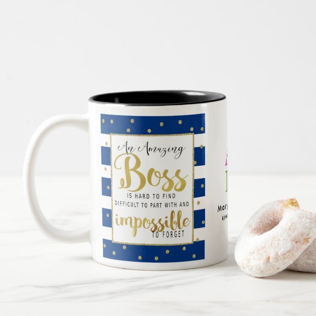 best BOSS -THANK YOU BOSS Two-Tone Coffee Mug (With Donut)