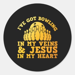 Best Bowling Design For Men Women Jesus Christian  Classic Round Sticker