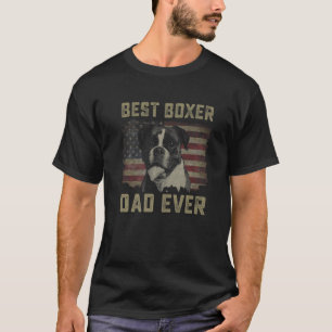 Best Boxer Dad Ever American Us Flag  Dog Dad Fath T-Shirt