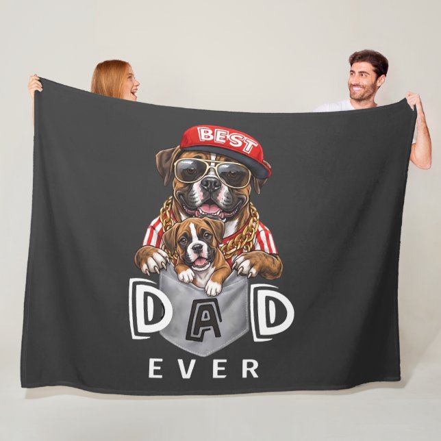 Best Boxer Dad Ever Fleece Blanket (In Situ)