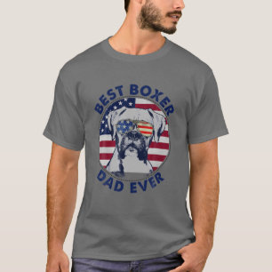 Best Boxer Dad Ever Funny Dog Lover American Flag T-Shirt