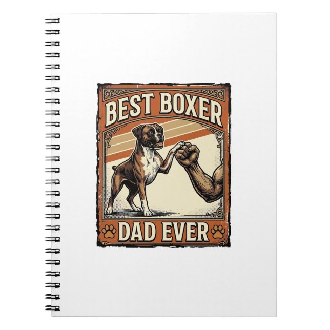 Best Boxer Dad Ever Vintage Dog Dad Notebook (Front)