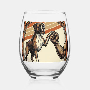 Best Boxer Dad Ever Vintage Dog Dad Stemless Wine Glass