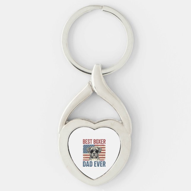 Best Boxer Dad Ever Vintage Dog Key Ring (Front)
