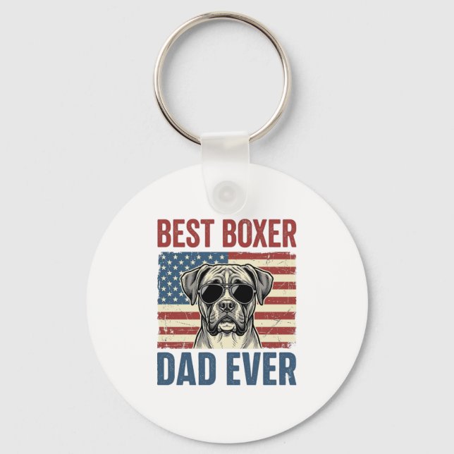 Best Boxer Dad Ever Vintage Dog Key Ring (Front)