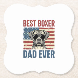 Best Boxer Dad Ever Vintage Dog Paper Coaster