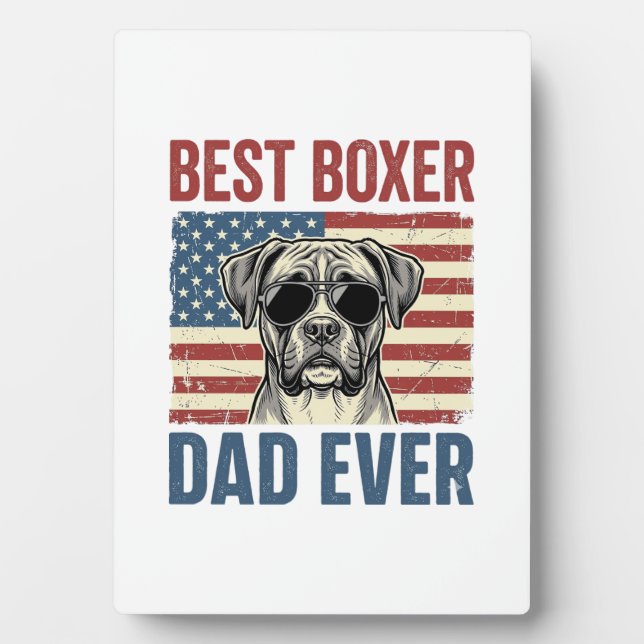 Best Boxer Dad Ever Vintage Dog Plaque (Front)