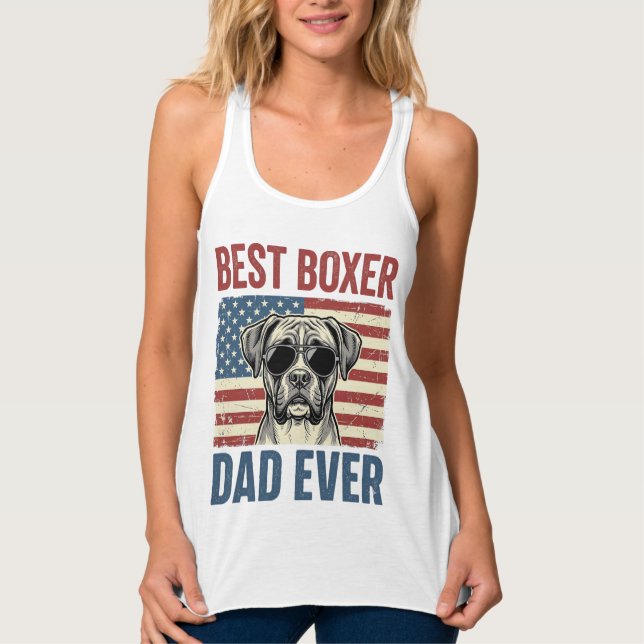 Best Boxer Dad Ever Vintage Dog Singlet (Front)