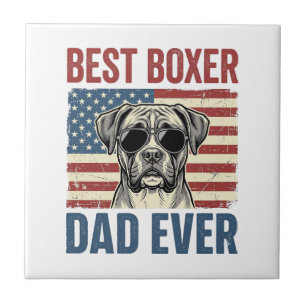 Best Boxer Dad Ever Vintage Dog Tile