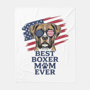 Best Boxer Mum Ever Patriotic Dog Shirt Design_1 Fleece Blanket