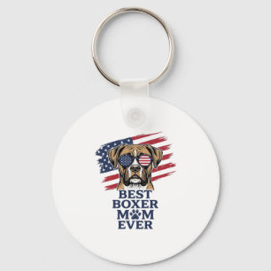 Best Boxer Mum Ever Patriotic Dog Shirt Design_1 Key Ring
