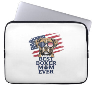 Best Boxer Mum Ever Patriotic Dog Shirt Design_1 Laptop Sleeve