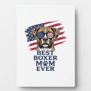 Best Boxer Mum Ever Patriotic Dog Shirt Design_1 Plaque