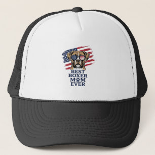 Best Boxer Mum Ever Patriotic Dog Shirt Design_1 Trucker Hat