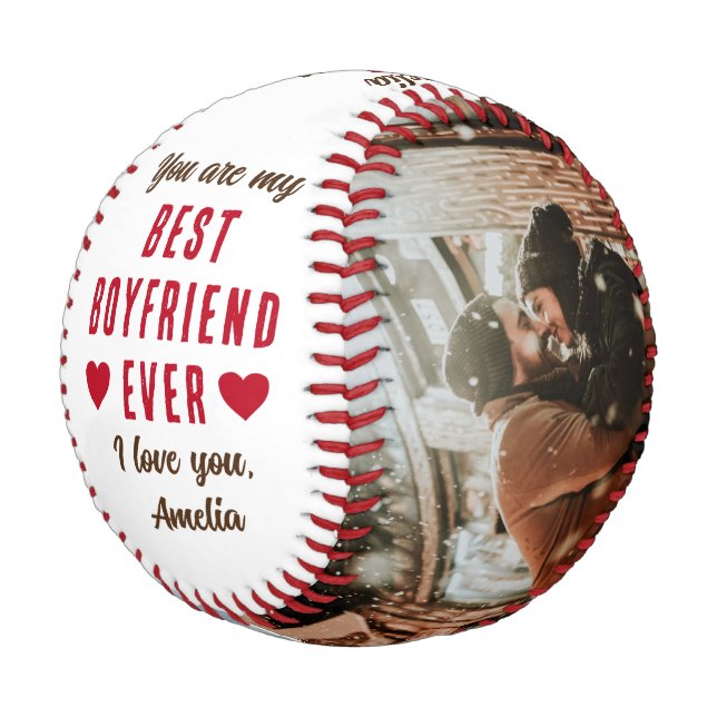 Best Boyfriend Ever Hearts 2 Photos Baseball (Angled)