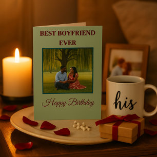 Best Boyfriend Ever Romantic Birthday Photo Holiday Card