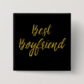 Best Boyfriend Gold Faux Glitter Metallic Sequins 15 Cm Square Badge