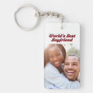 Best Boyfriend photo burgundy 3d text  Key Ring