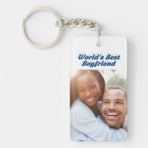 Best Boyfriend photo sea blue 3d text  Key Ring